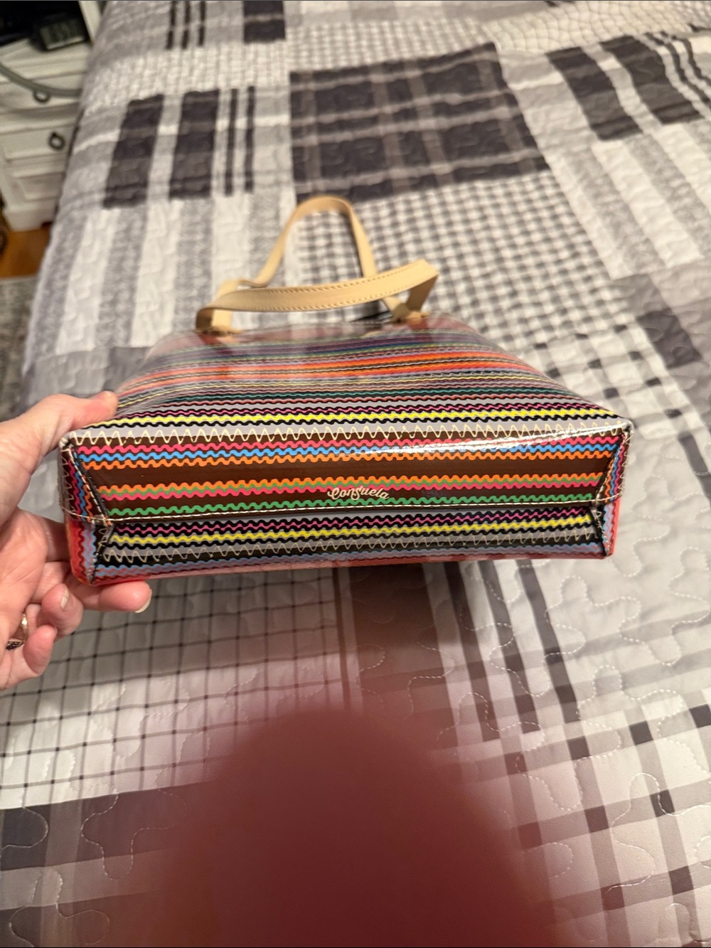 Consuela Reese Striped Tote Bag with Tan Handles - Picture 6 of 7
